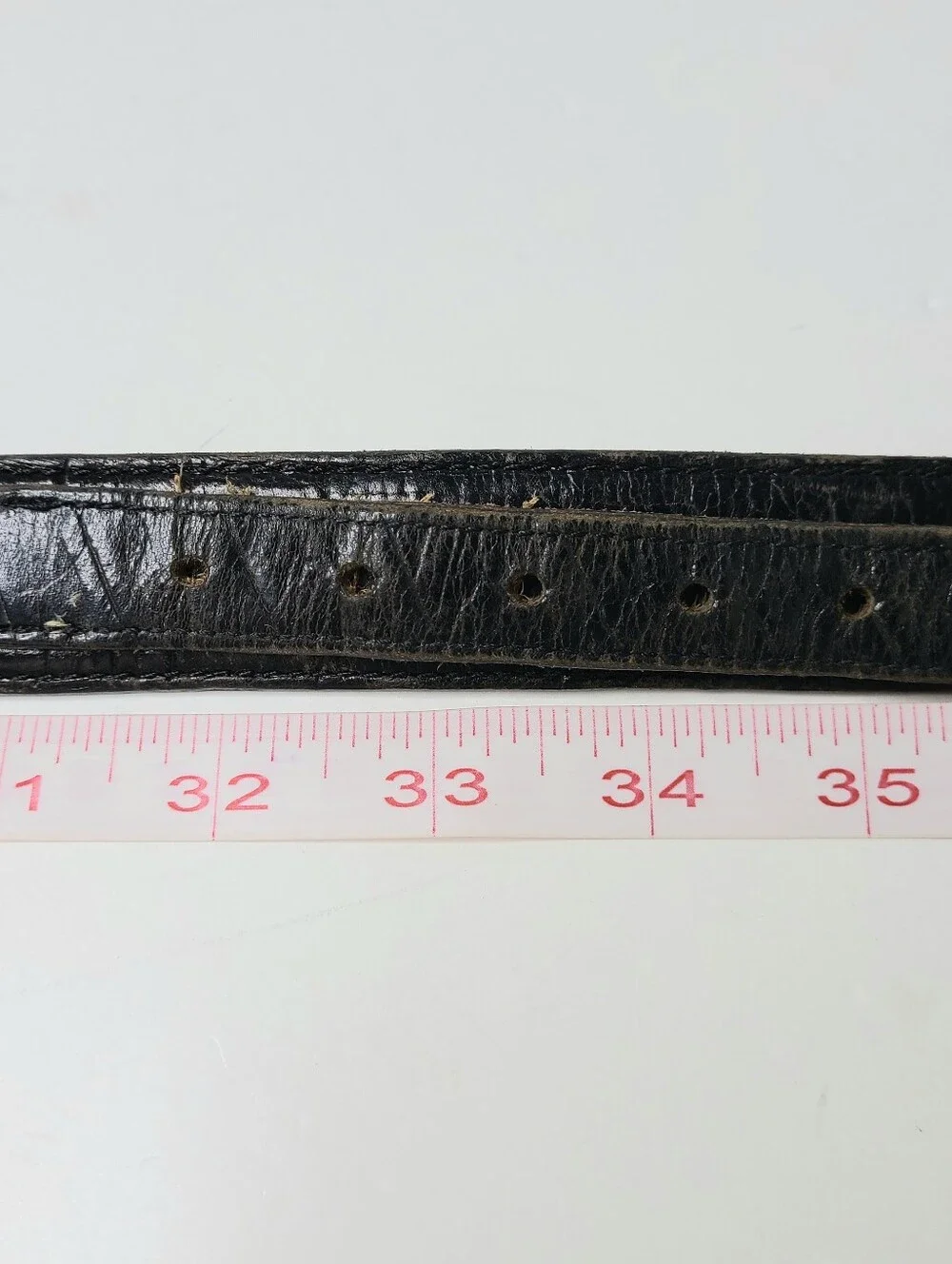 Lands' End Black Made in USA Western Distressed Vintage Belt
